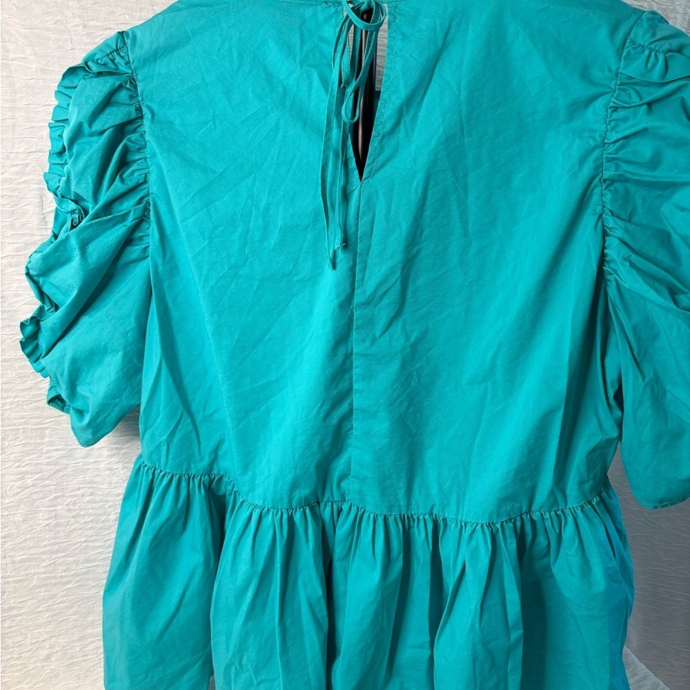 Marc New YorkTeal Ruffled Sleeve Blouse - Picture 7 of 9